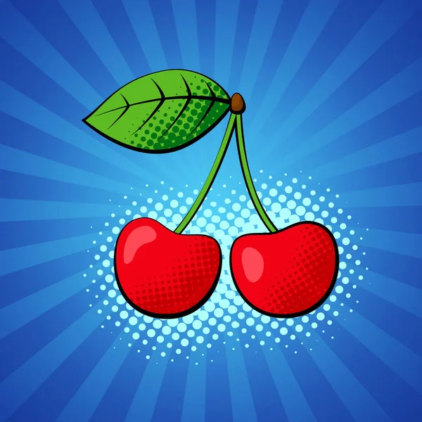 Wiśniowe jagody w jasnym, kolorowym stylu pop-art. — Wektor stockowy