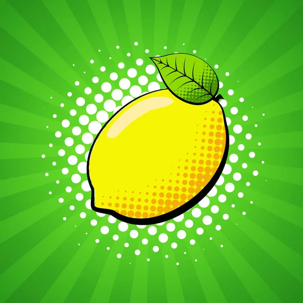 Lemon fruit in bright colorful pop-art style. — Stock Vector