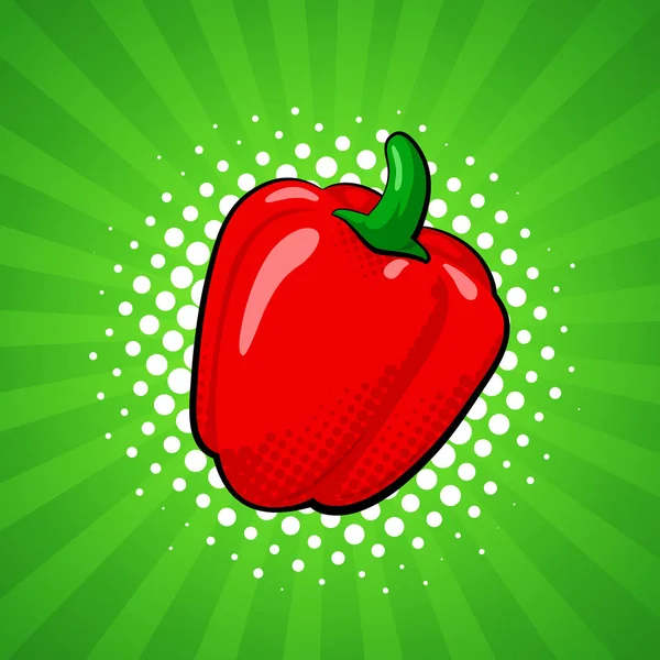 Paprika paprika zelenina v jasném pop-art stylu. — Stockový vektor