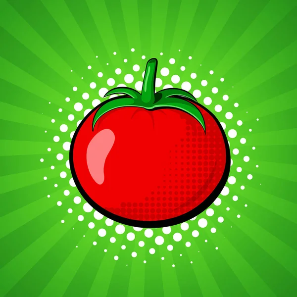 Pomodoro vegetale in luminoso stile pop-art colorato. — Vettoriale Stock