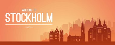 Stockholm, İsveç 'in ünlü şehir manzarası.