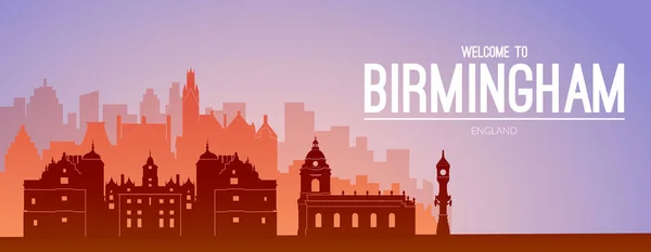 Birmingham, Anglia słynny widok na miasto. — Wektor stockowy