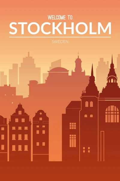 ストックホルム,スウェーデンの有名な都市景観. — ストックベクタ