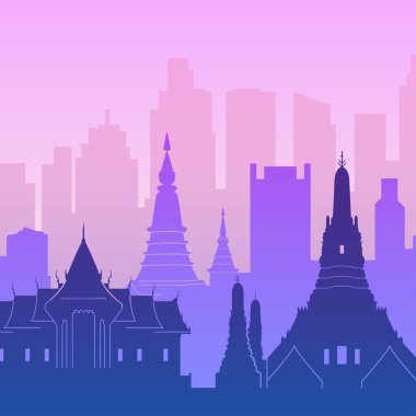 Bangkok, Tayland 'ın ünlü şehir manzarası.