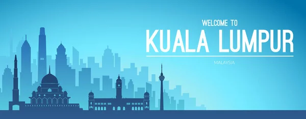 Kuala Lumpur, Malesia famosa vista paesaggio della città. — Vettoriale Stock