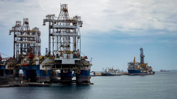 Oil drill platforms at Las Palmas harbour (Canary islands).