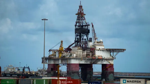 Plate Forme Forage Pétrolier Port Las Palmas Îles Canaries — Photo