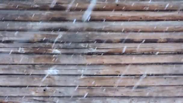 Nevicate in inverno, morbida mattina di Natale innevata con neve che cade — Video Stock