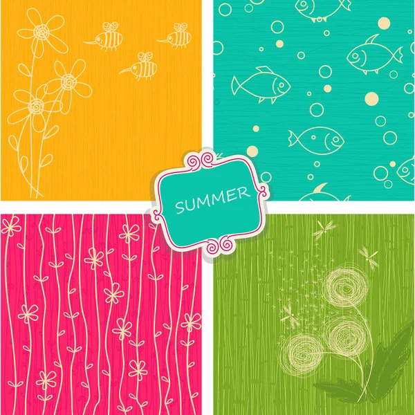 Set Vector Seamless Pattern Background — Stock Vector