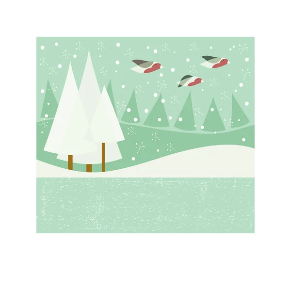 Arbres Noël Avec Neige Fond Vectoriel — Image vectorielle