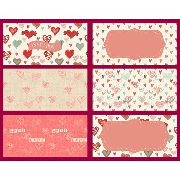 Vector Seamless Pattern Hearts Place Text — Stock Vector