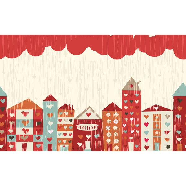 Romantic Landscape Houses Buildings Space Your Text — Stock Vector