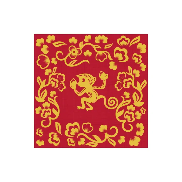 Carte Vectorielle Rouge Avec Zodiaque Chinois Graphismes Vectoriels