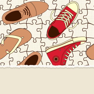 Elle boyanmış farklı ayakkabıların vektör çizimi