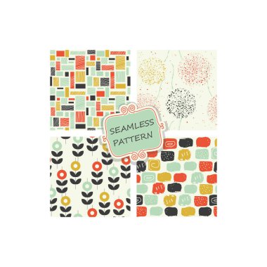 Tasarımınız için farklı desenlere sahip elle çizilmiş, soyut, kusursuz çizimler