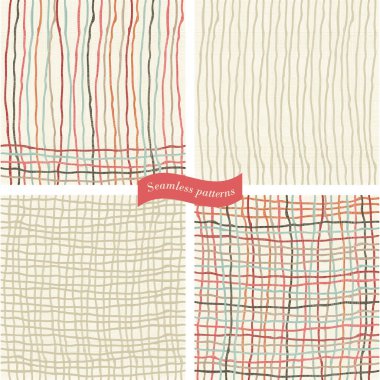 Dikensiz kalıpların klasik arka plan seti. Tekstil tasarımı için vektör şablonu.