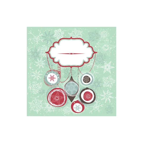 Vector Christmas Card Baubles Decorations — Stock Vector