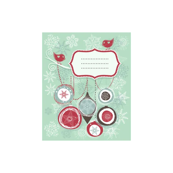 Vetor Cartão Natal Com Bugigangas Decorações — Vetor de Stock