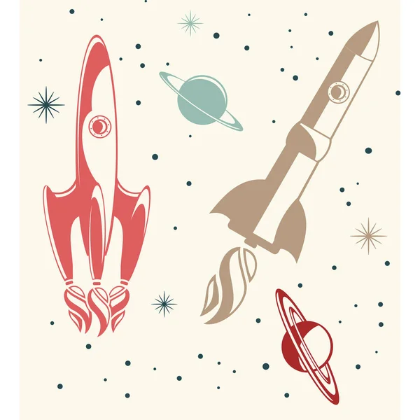 Rockets Pattern Cartoon Illustration Isolated White Background — Stock Vector