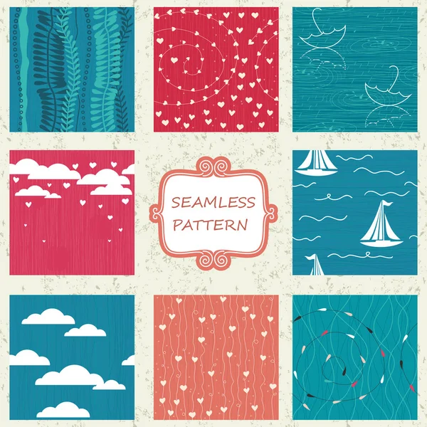 Set Vector Seamless Pattern Background — Stock Vector