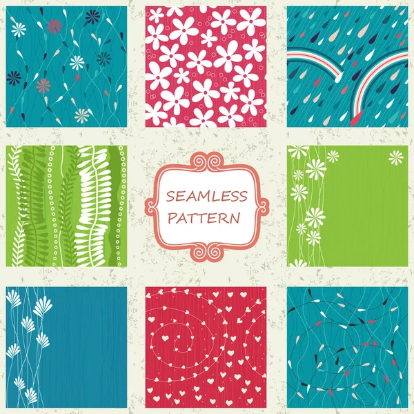 Set Vector Seamless Pattern Background — Stock Vector