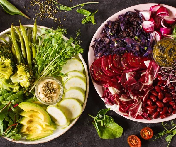 Vegan detox food concept with buddha bowls — Stock Photo, Image