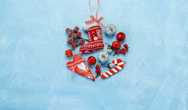 Christmas objects in the shape of a Christmas bauble. — Stock Photo, Image