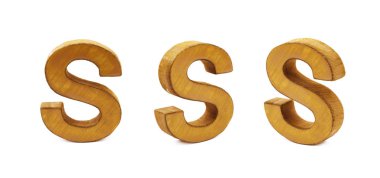 Tek Boyutlanmış ahşap harf izole