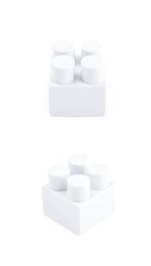 İzole tek oyuncak inşaat bloğu