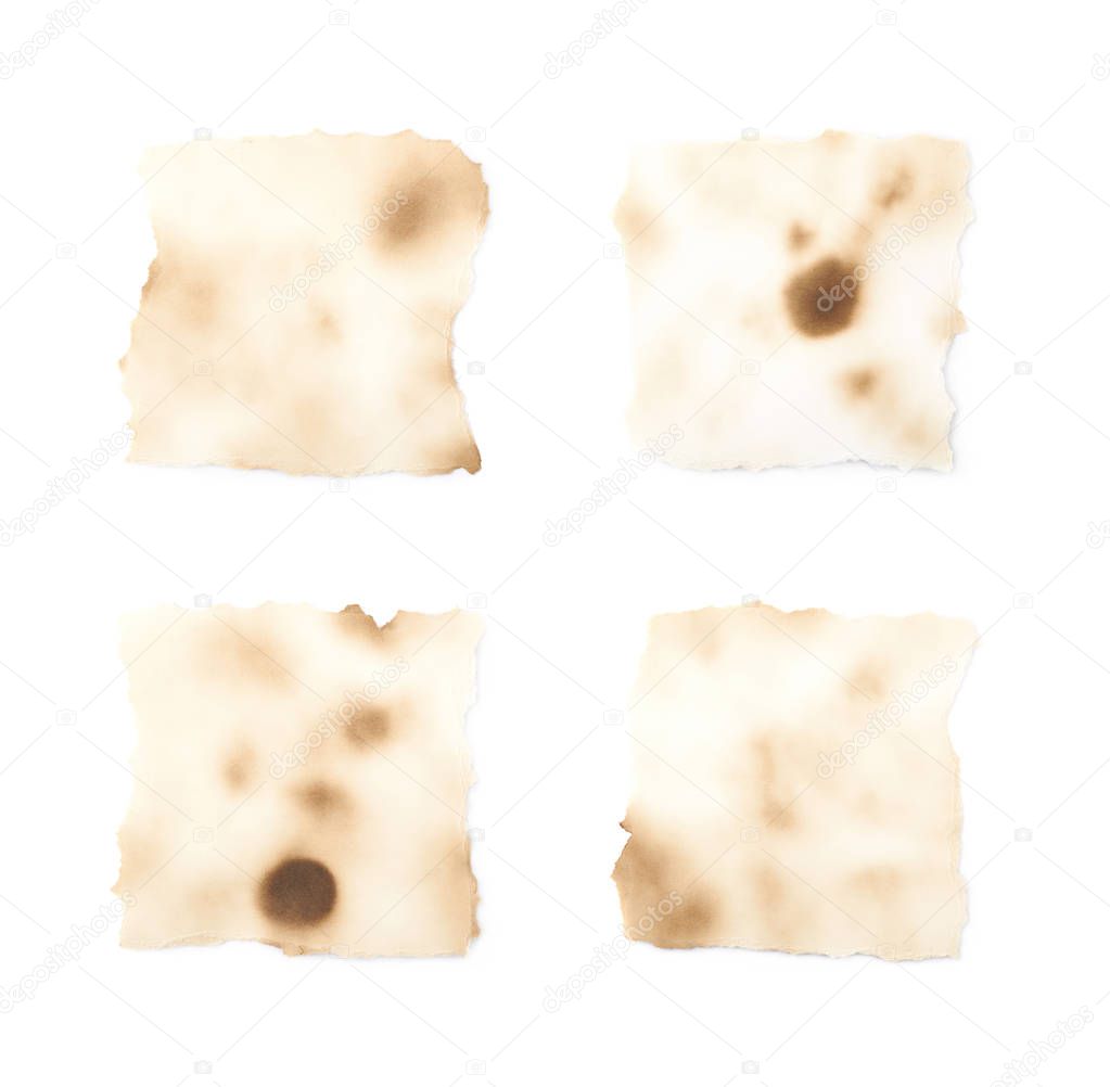 Burnt paper sheet isolated