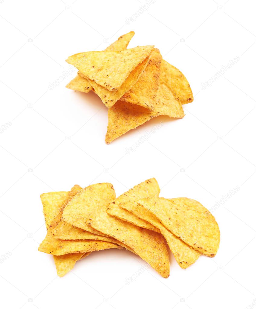 Pile of tortilla chips isolated