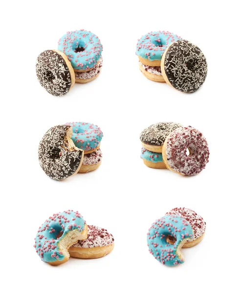 Stack med glaserade donuts isolerade — Stockfoto