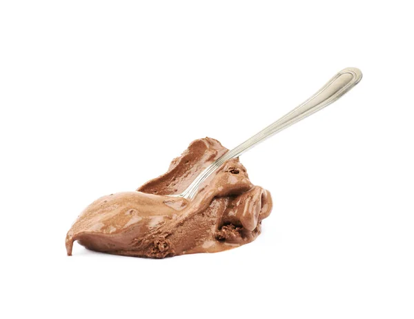 Cuillère de crème glacée au chocolat isolé — Photo
