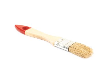 İzole geniş ahşap boya fırçası