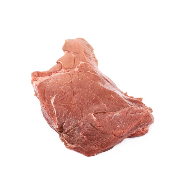 Fragmento de carne de bovino crua isolada — Fotografia de Stock