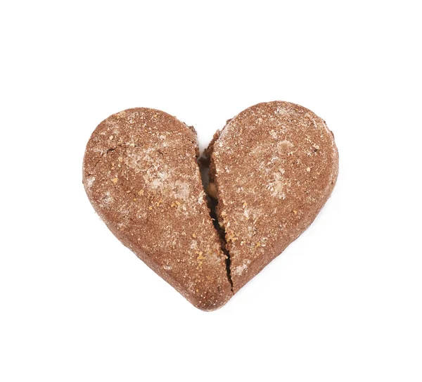 Galleta Forma Corazón Jengibre Chocolate Aislada Sobre Fondo Blanco — Foto de Stock