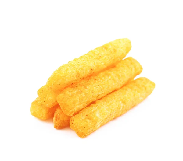 Pile of puffed cornmeal sticks isolated — Stock Photo, Image