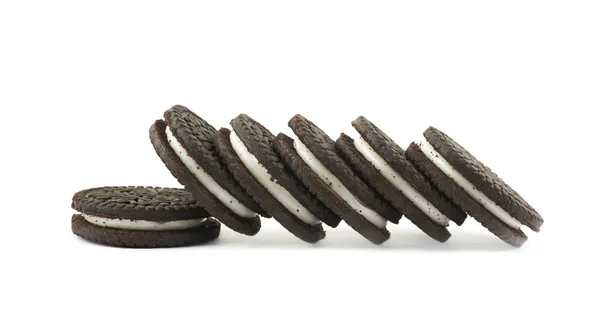 Chocolade cookie belegde geïsoleerd — Stockfoto
