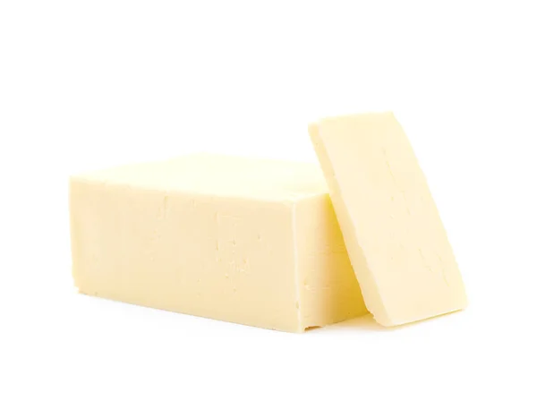 分離されたバターのスライス ブロック — ストック写真