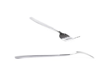İzole metal yemek çatalı