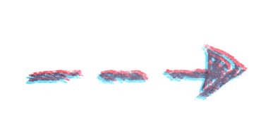 Elle çizilmiş ok sembolü izole