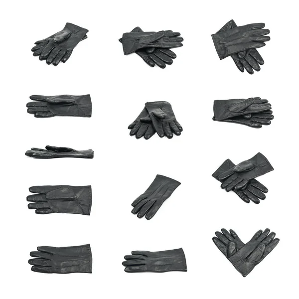 Par de guantes de cuero negro aislados — Foto de Stock
