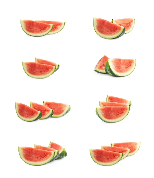Paar Watermeloen slices geïsoleerd — Stockfoto