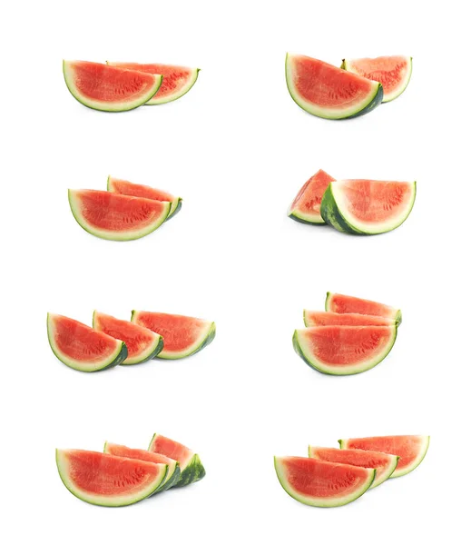 Paar Wassermelonenscheiben isoliert — Stockfoto