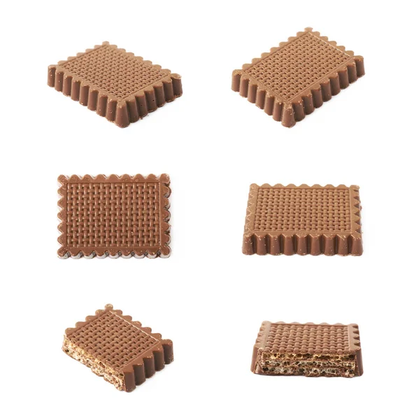 Gofre cubierto de chocolate aislado — Foto de Stock