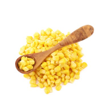 Konserve mısır izole yığını