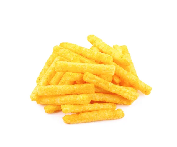 Pile of puffed cornmeal sticks isolated — Stock Photo, Image