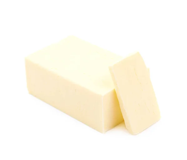 Bloco de fatia de manteiga isolada — Fotografia de Stock