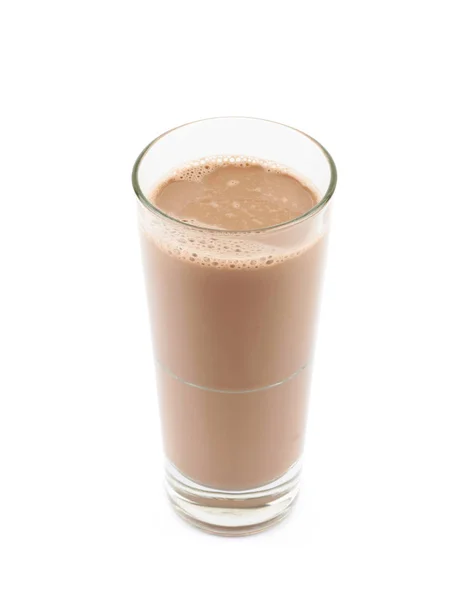 Hohes Glas Schokoladenmilch isoliert — Stockfoto