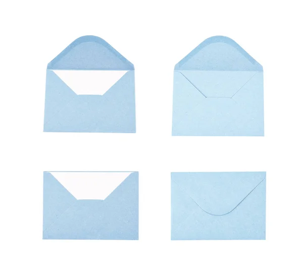 Envelope de papel azul isolado — Fotografia de Stock